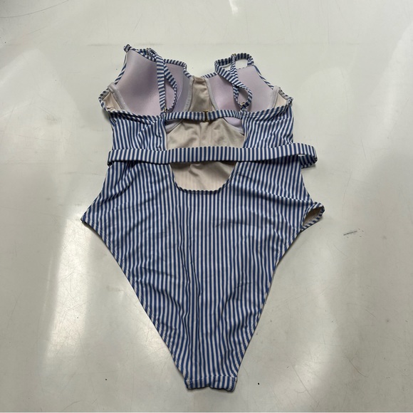 weworewhat women’s blue white striped swimsuit one piece XL L116-13 - Picture 3 of 6
